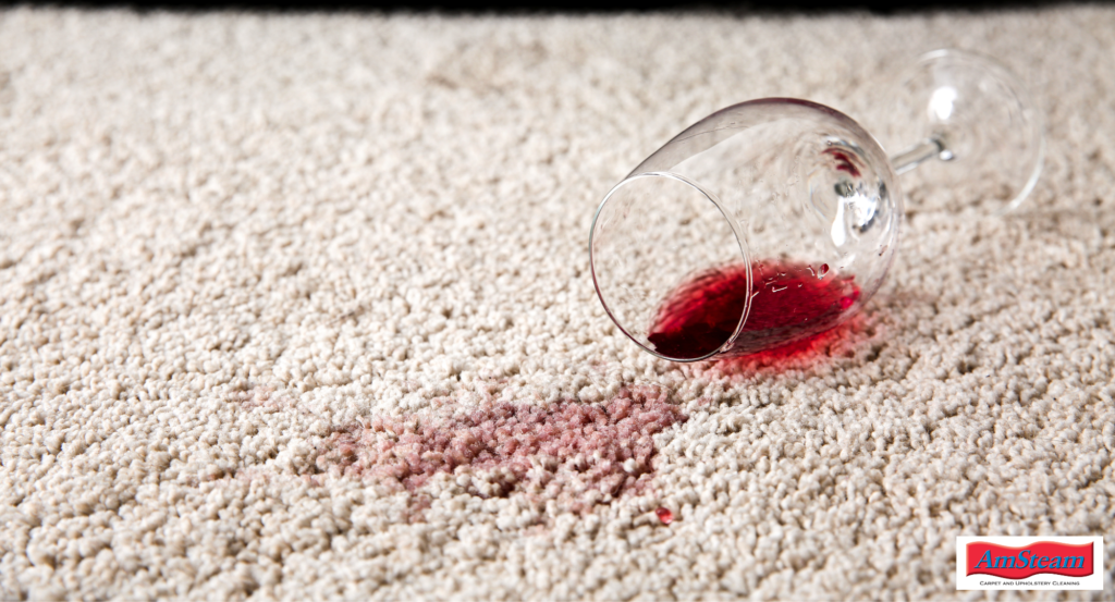 Red wine spilt on carpet

